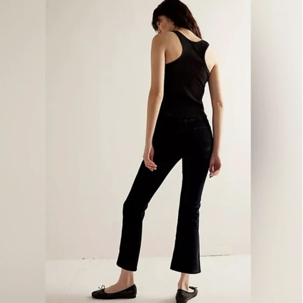 Free People In My Feelings Black Velvet Crop Flare Pants Size XS - Picture 2 of 13